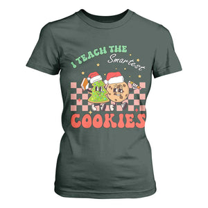 Teacher Christmas T Shirt For Women I Teach The Smartest Cookies Retro Groovy Xmas Cookies TS02 Dark Forest Green Print Your Wear