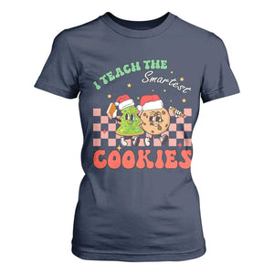 Teacher Christmas T Shirt For Women I Teach The Smartest Cookies Retro Groovy Xmas Cookies TS02 Navy Print Your Wear