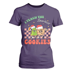 Teacher Christmas T Shirt For Women I Teach The Smartest Cookies Retro Groovy Xmas Cookies TS02 Purple Print Your Wear