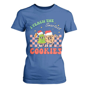 Teacher Christmas T Shirt For Women I Teach The Smartest Cookies Retro Groovy Xmas Cookies TS02 Royal Blue Print Your Wear