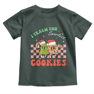 Teacher Christmas Toddler T Shirt I Teach The Smartest Cookies Retro Groovy Xmas Cookies TS02 Dark Forest Green Print Your Wear