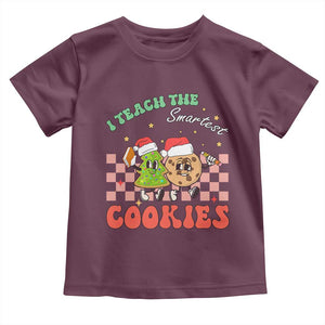 Teacher Christmas Toddler T Shirt I Teach The Smartest Cookies Retro Groovy Xmas Cookies TS02 Maroon Print Your Wear