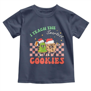 Teacher Christmas Toddler T Shirt I Teach The Smartest Cookies Retro Groovy Xmas Cookies TS02 Navy Print Your Wear