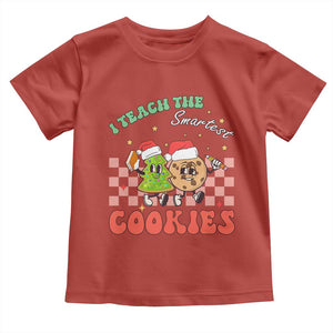 Teacher Christmas Toddler T Shirt I Teach The Smartest Cookies Retro Groovy Xmas Cookies TS02 Red Print Your Wear