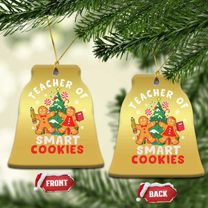 Teacher of Smart Cookies Christmas Gingerbread Man Christmas Ornament Teacher of Smart Cookies TS02 Bell Flake Gold Print Your Wear