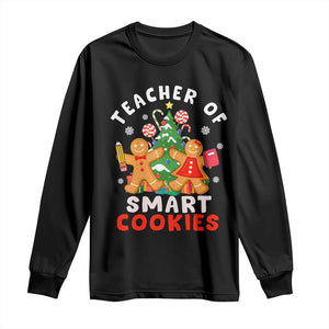 Teacher of Smart Cookies Christmas Gingerbread Man Long Sleeve Shirt Teacher of Smart Cookies TS02 Black Print Your Wear