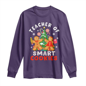 Teacher of Smart Cookies Christmas Gingerbread Man Long Sleeve Shirt Teacher of Smart Cookies TS02 Purple Print Your Wear