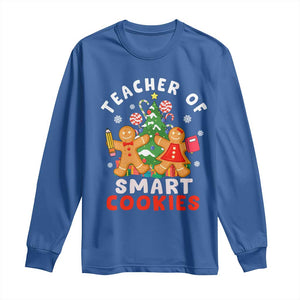 Teacher of Smart Cookies Christmas Gingerbread Man Long Sleeve Shirt Teacher of Smart Cookies TS02 Royal Blue Print Your Wear