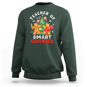 Teacher of Smart Cookies Christmas Gingerbread Man Sweatshirt Teacher of Smart Cookies TS02 Dark Forest Green Printyourwear