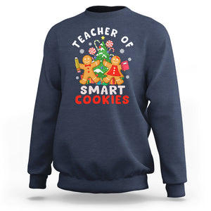 Teacher of Smart Cookies Christmas Gingerbread Man Sweatshirt Teacher of Smart Cookies TS02 Navy Printyourwear