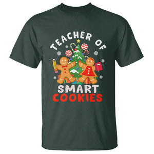 Teacher of Smart Cookies Christmas Gingerbread Man T Shirt Teacher of Smart Cookies TS02 Dark Forest Green Printyourwear