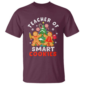 Teacher of Smart Cookies Christmas Gingerbread Man T Shirt Teacher of Smart Cookies TS02 Maroon Printyourwear