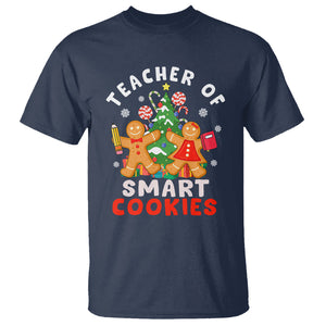 Teacher of Smart Cookies Christmas Gingerbread Man T Shirt Teacher of Smart Cookies TS02 Navy Printyourwear