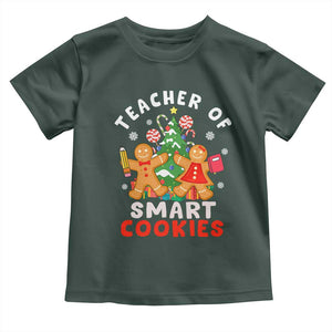 Teacher of Smart Cookies Christmas Gingerbread Man Toddler T Shirt Teacher of Smart Cookies TS02 Dark Forest Green Print Your Wear