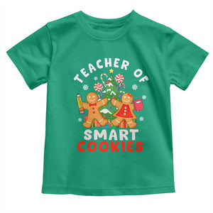 Teacher of Smart Cookies Christmas Gingerbread Man Toddler T Shirt Teacher of Smart Cookies TS02 Irish Green Print Your Wear