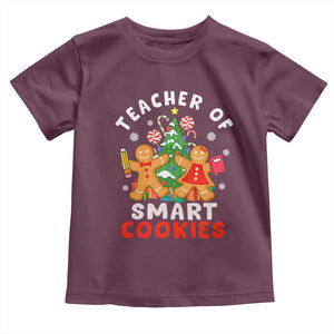 Teacher of Smart Cookies Christmas Gingerbread Man Toddler T Shirt Teacher of Smart Cookies TS02 Maroon Print Your Wear