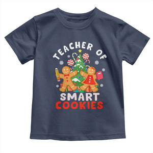 Teacher of Smart Cookies Christmas Gingerbread Man Toddler T Shirt Teacher of Smart Cookies TS02 Navy Print Your Wear