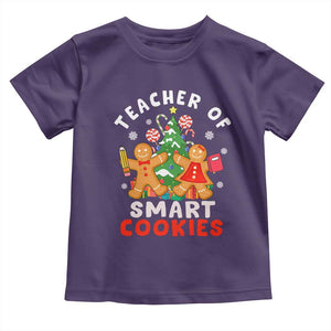 Teacher of Smart Cookies Christmas Gingerbread Man Toddler T Shirt Teacher of Smart Cookies TS02 Purple Print Your Wear