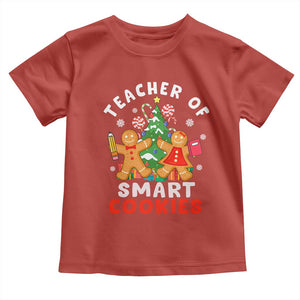 Teacher of Smart Cookies Christmas Gingerbread Man Toddler T Shirt Teacher of Smart Cookies TS02 Red Print Your Wear