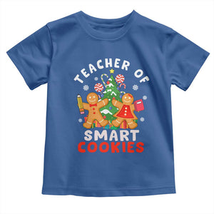 Teacher of Smart Cookies Christmas Gingerbread Man Toddler T Shirt Teacher of Smart Cookies TS02 Royal Blue Print Your Wear