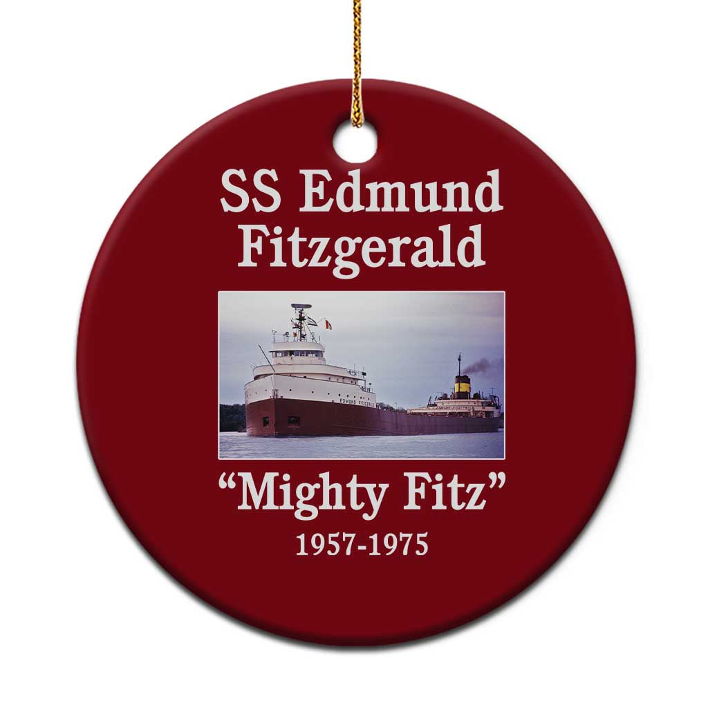 SS Edmund Fitzgerald Mighty Fitz Tribute Ceramic Ornament Great Lakes Shipwreck Memorial TS02 1pc Red Print Your Wear