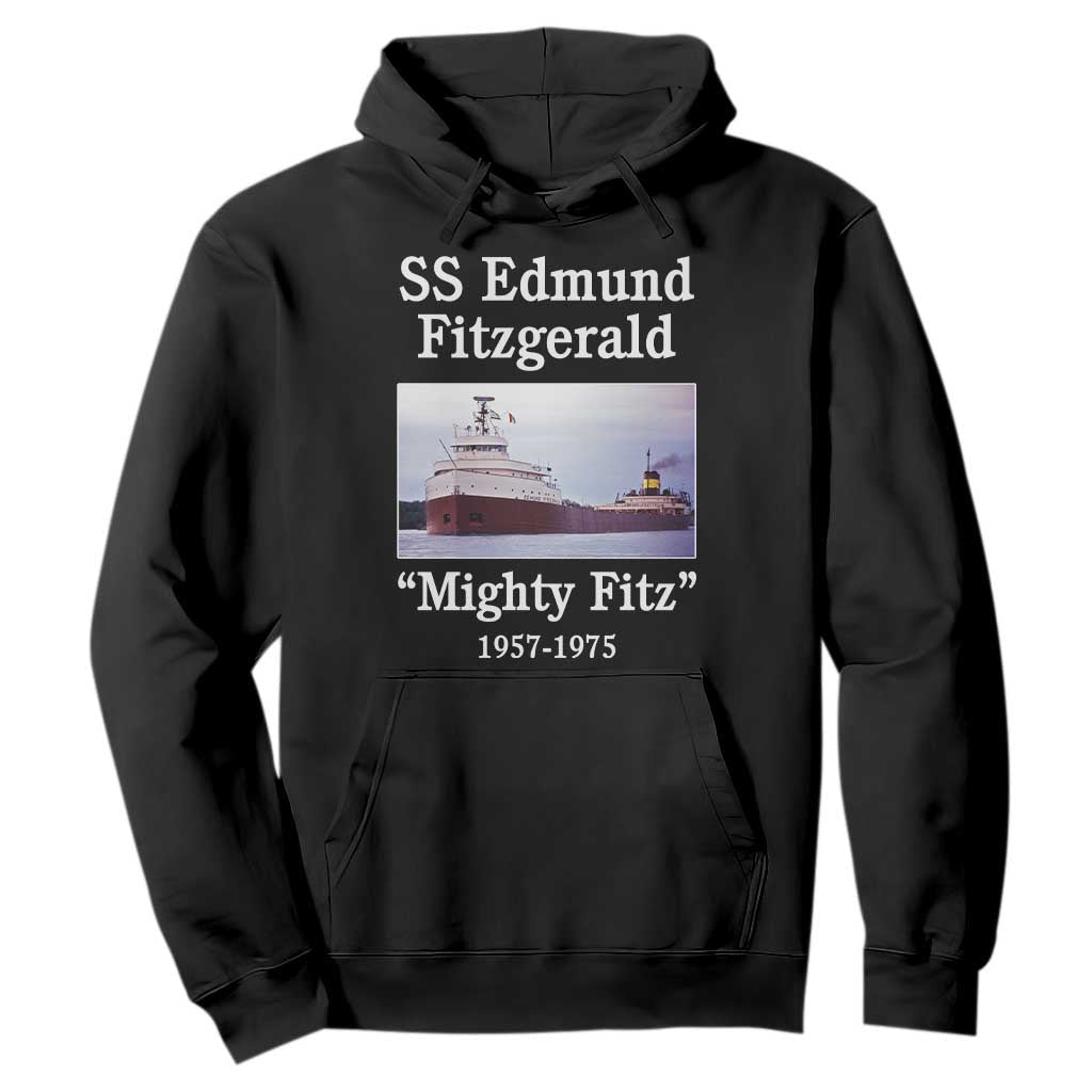 SS Edmund Fitzgerald Mighty Fitz Tribute Hoodie Great Lakes Shipwreck Memorial TS02 Black Print Your Wear