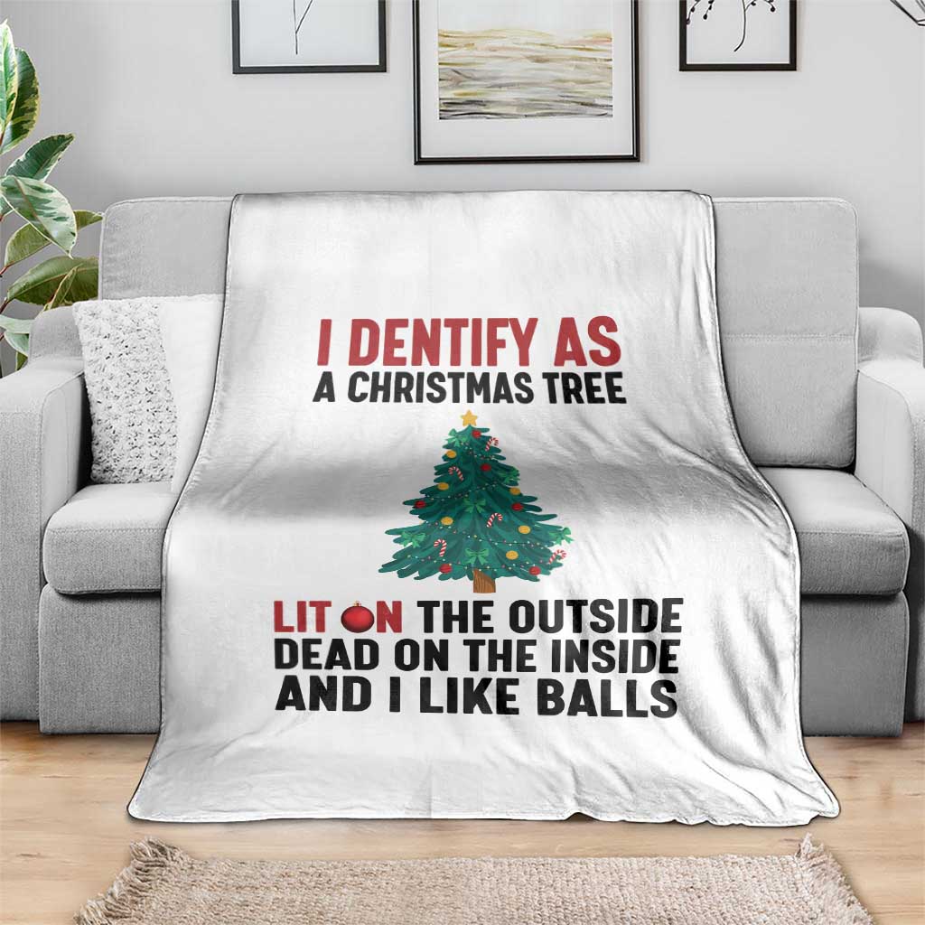 I Identify as a Christmas Tree Throw Blanket Funny Lit and Dead Inside Holiday Humor TS02 Print Your Wear