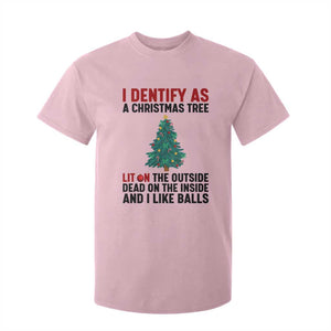 I Identify as a Christmas Tree T Shirt For Kid Funny Lit and Dead Inside Holiday Humor TS02 Light Pink Print Your Wear