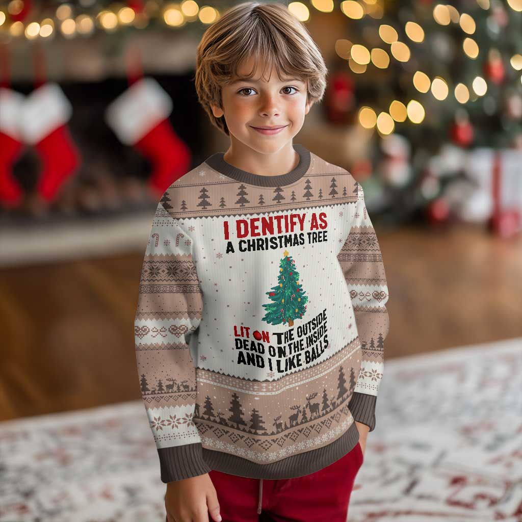 I Identify as a Xmas Tree Ugly Christmas Sweater Funny Lit and Dead Inside Holiday Humor TS02 Mocha Mousse Print Your Wear