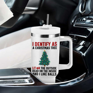 I Identify as a Christmas Tree Tumbler With Handle Funny Lit and Dead Inside Holiday Humor TS02 Print Your Wear