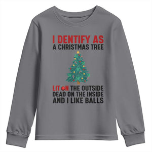 I Identify as a Christmas Tree Youth Sweatshirt Funny Lit and Dead Inside Holiday Humor TS02 Charcoal Print Your Wear