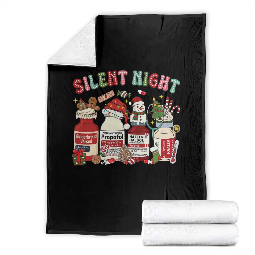 Funny Silent Night Nurse Christmas Throw Blanket Festive Meds and Holiday Medical Humor TS02 Black Print Your Wear