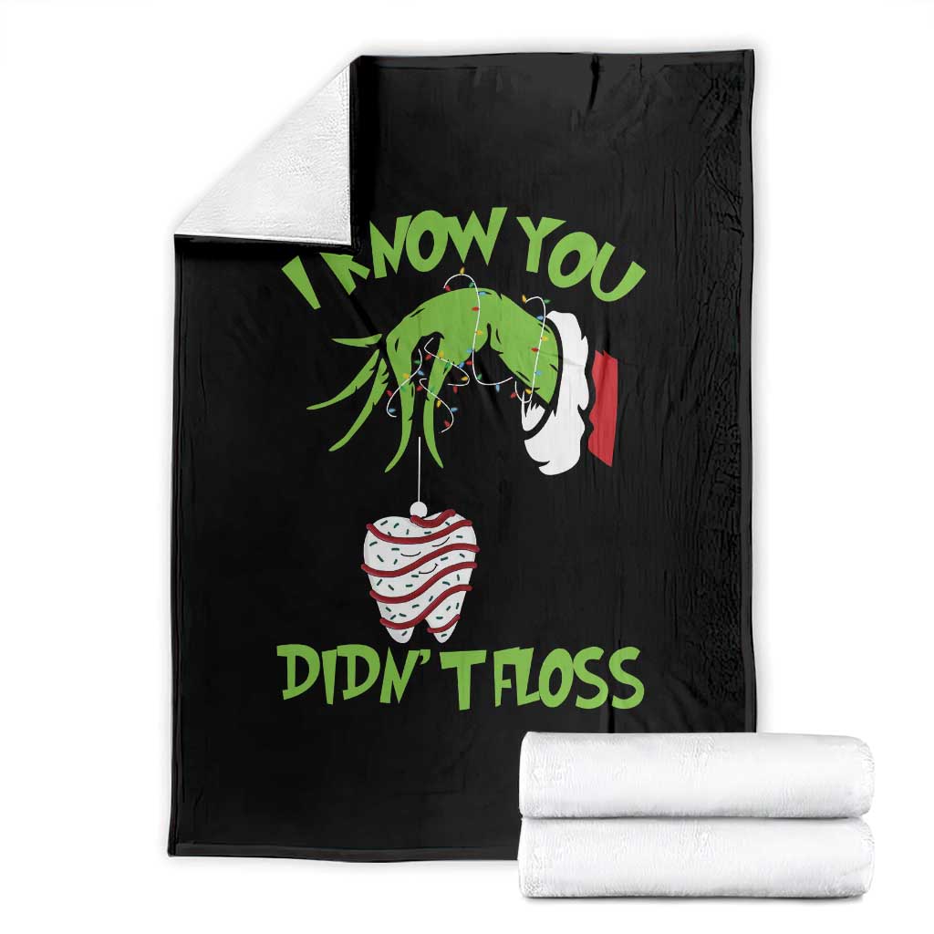 Funny Dental Christmas Throw Blanket I Know You Didnt Floss Dentist Holiday Humor TS02 Black Print Your Wear