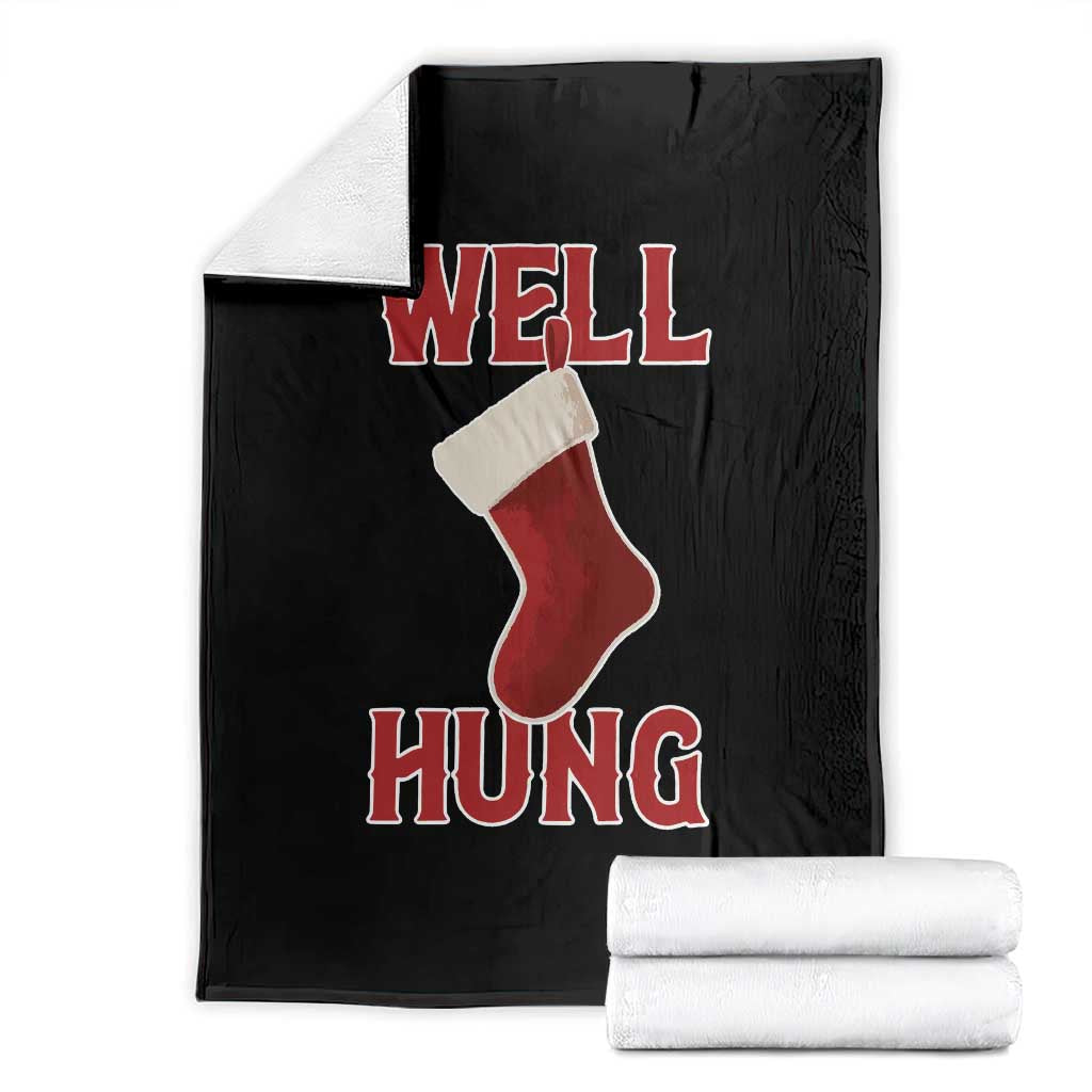 Funny Christmas Stocking Throw Blanket Well Hung Naughty Holiday Inappropriate Humor TS02 Black Print Your Wear