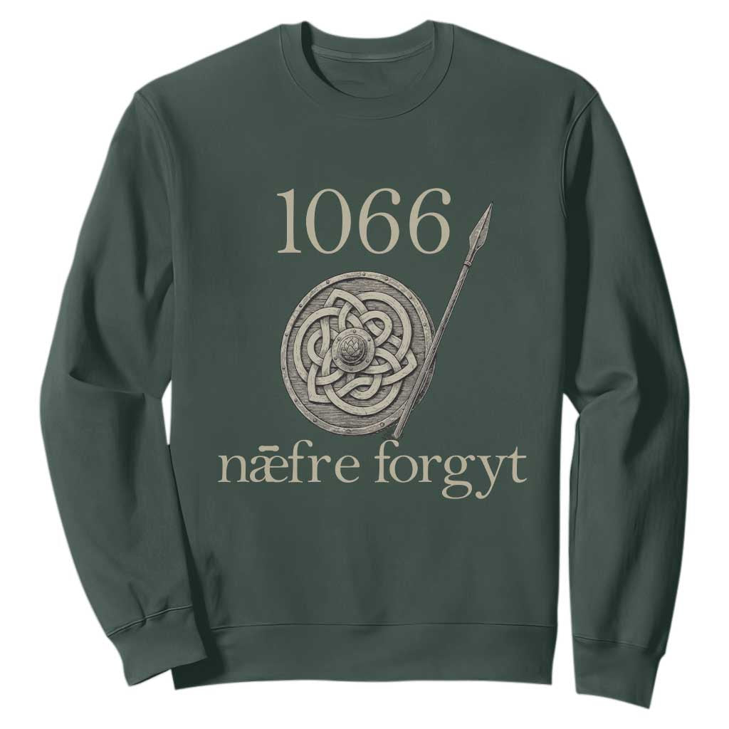 1066 Never Forget Sweatshirt Battle of Hastings Old English Anglo Saxon Warrior Medieval Shield TS02 Dark Forest Green Print Your Wear