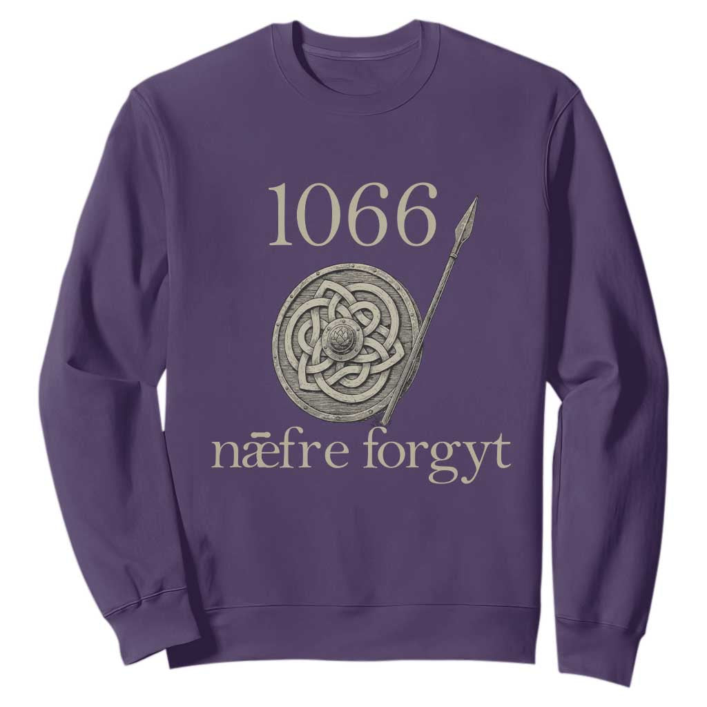 1066 Never Forget Sweatshirt Battle of Hastings Old English Anglo Saxon Warrior Medieval Shield TS02 Purple Print Your Wear