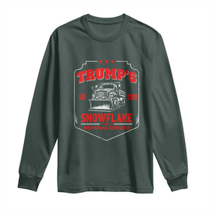 Funny Trump 2024 Long Sleeve Shirt Snowflake Removal Service Humorous Sarcasm TS02 Dark Forest Green Print Your Wear