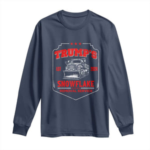 Funny Trump 2024 Long Sleeve Shirt Snowflake Removal Service Humorous Sarcasm TS02 Navy Print Your Wear