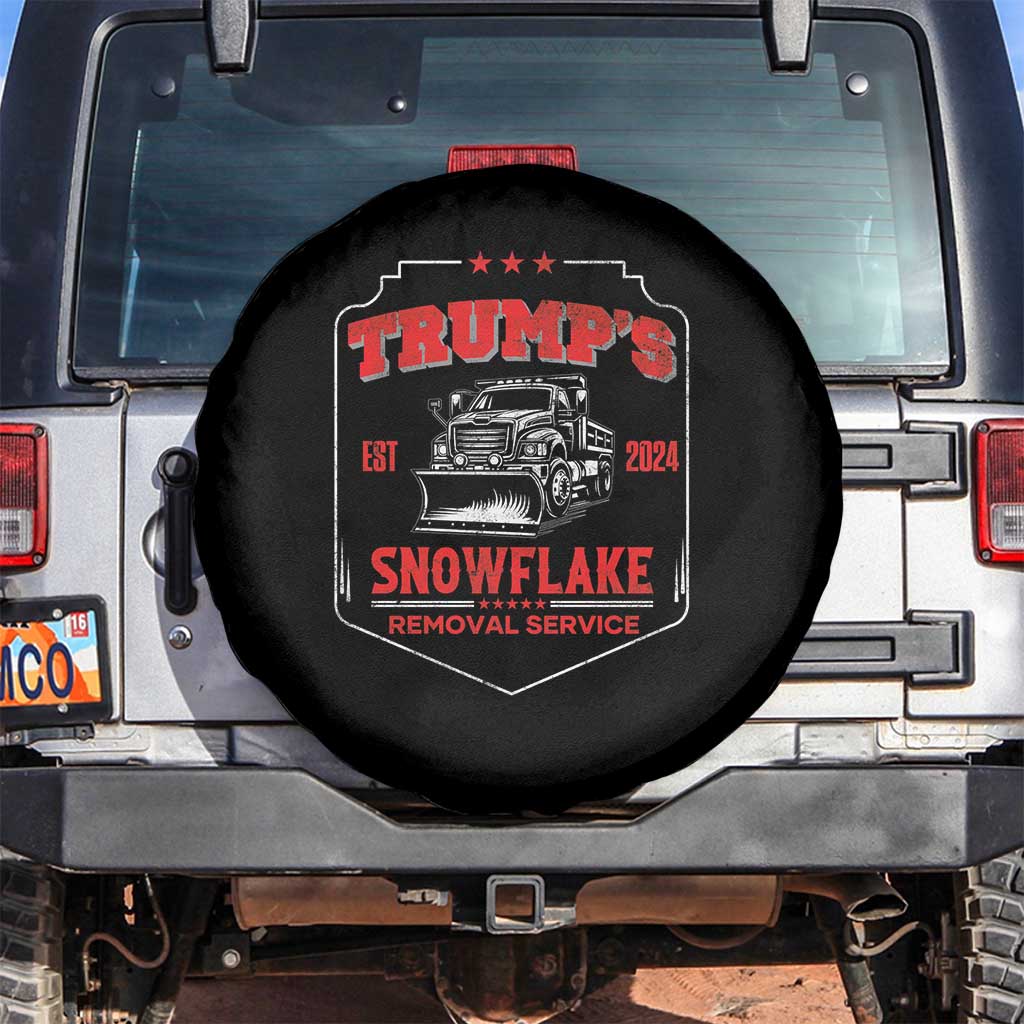 Funny Trump 2024 Spare Tire Cover Snowflake Removal Service Humorous Sarcasm TS02 No hole Black Print Your Wear