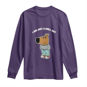 I Am Just A Chill Guy Long Sleeve Shirt Funny My New Character TS02 Purple Print Your Wear