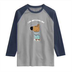 I Am Just A Chill Guy Raglan Shirt Funny My New Character TS02 Sport Gray Navy Print Your Wear