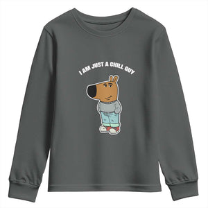 I Am Just A Chill Guy Youth Sweatshirt Funny My New Character TS02 Dark Heather Print Your Wear