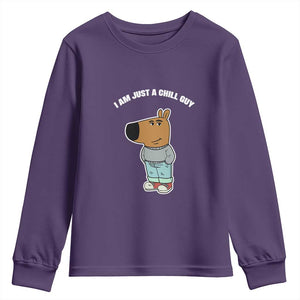 I Am Just A Chill Guy Youth Sweatshirt Funny My New Character TS02 Purple Print Your Wear