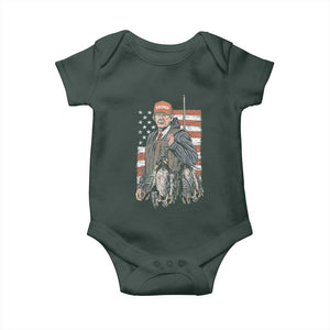 Trump Camo Duck Hunting Baby Onesie Hello Hunting Season US Flag TS02 Dark Forest Green Print Your Wear