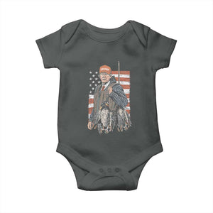 Trump Camo Duck Hunting Baby Onesie Hello Hunting Season US Flag TS02 Dark Heather Print Your Wear