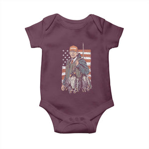 Trump Camo Duck Hunting Baby Onesie Hello Hunting Season US Flag TS02 Maroon Print Your Wear