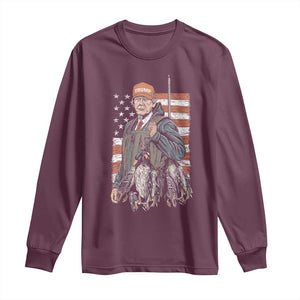 Trump Camo Duck Hunting Long Sleeve Shirt Hello Hunting Season US Flag TS02 Maroon Print Your Wear