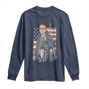 Trump Camo Duck Hunting Long Sleeve Shirt Hello Hunting Season US Flag TS02 Navy Print Your Wear