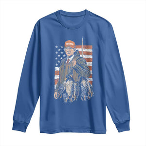 Trump Camo Duck Hunting Long Sleeve Shirt Hello Hunting Season US Flag TS02 Royal Blue Print Your Wear