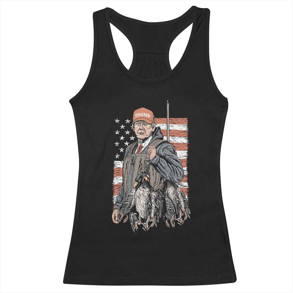 Trump Camo Duck Hunting Racerback Tank Top Hello Hunting Season US Flag TS02 Black Print Your Wear